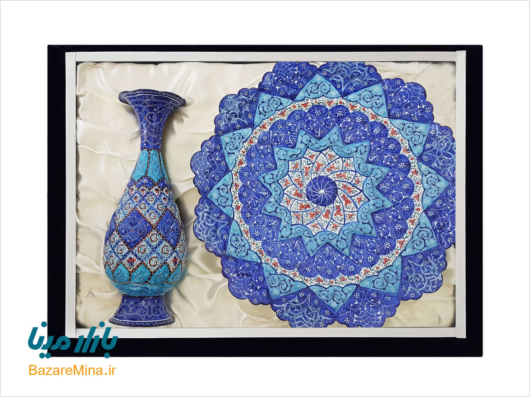 باکس میناکاری بشقاب ۲۵ و گلدان ۲۰ سانتی باکس میناکاری بشقاب 25 و گلدان 20 سانتی