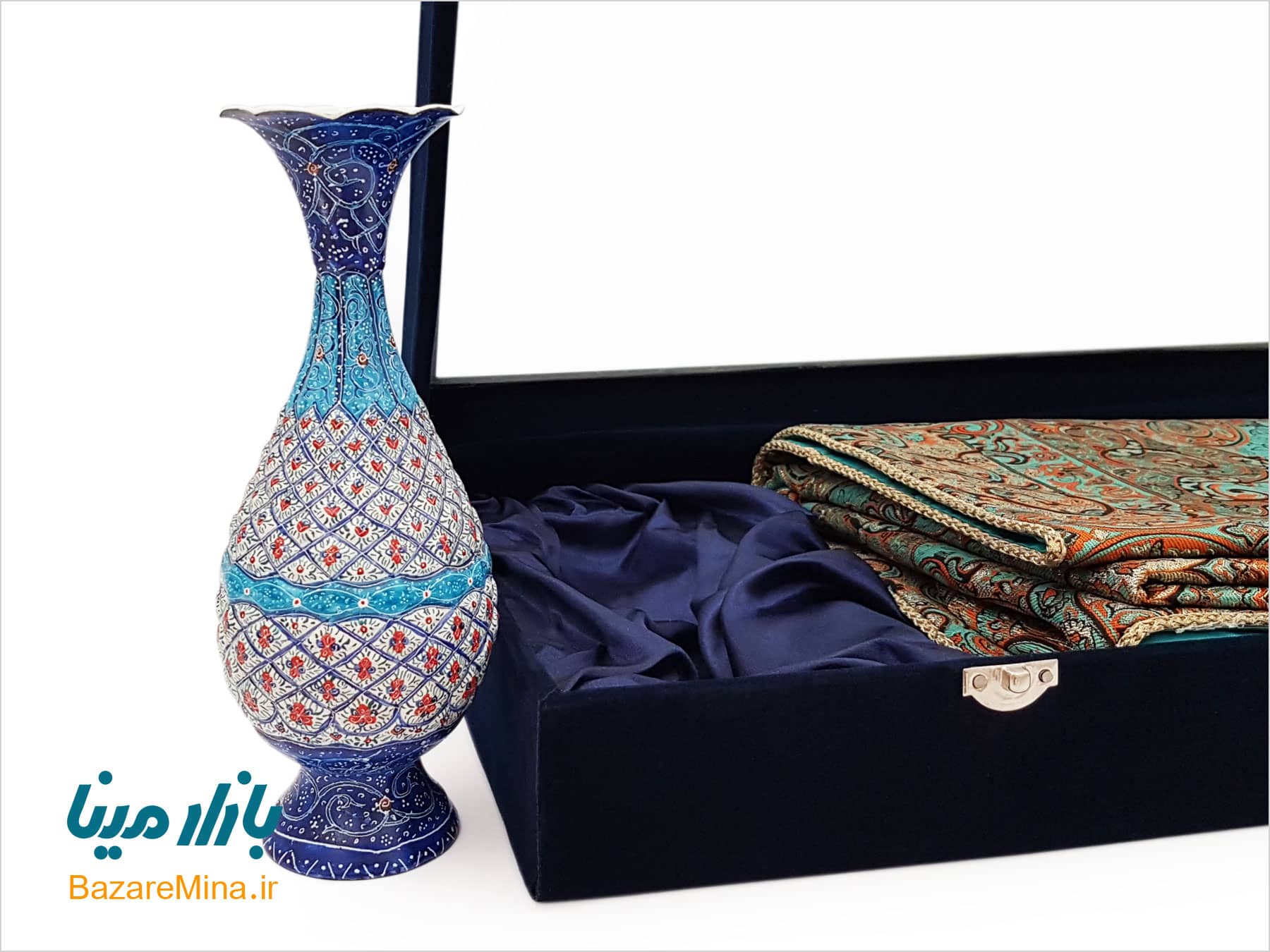 باکس ترمه و گلدان میناکاری ارتفاع ۲۰ سانتی هدایای تبلیغاتی اصفهان