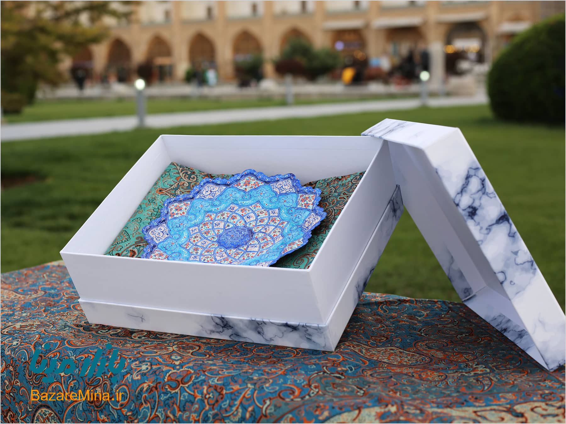 باکس ترمه و بشقاب میناکاری شده قیمت هدایای تبلیغاتی
